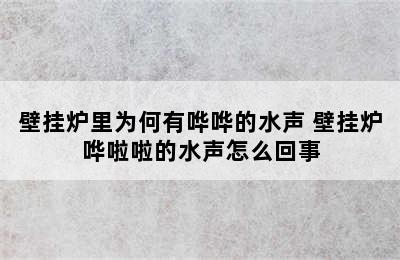 壁挂炉里为何有哗哗的水声 壁挂炉哗啦啦的水声怎么回事